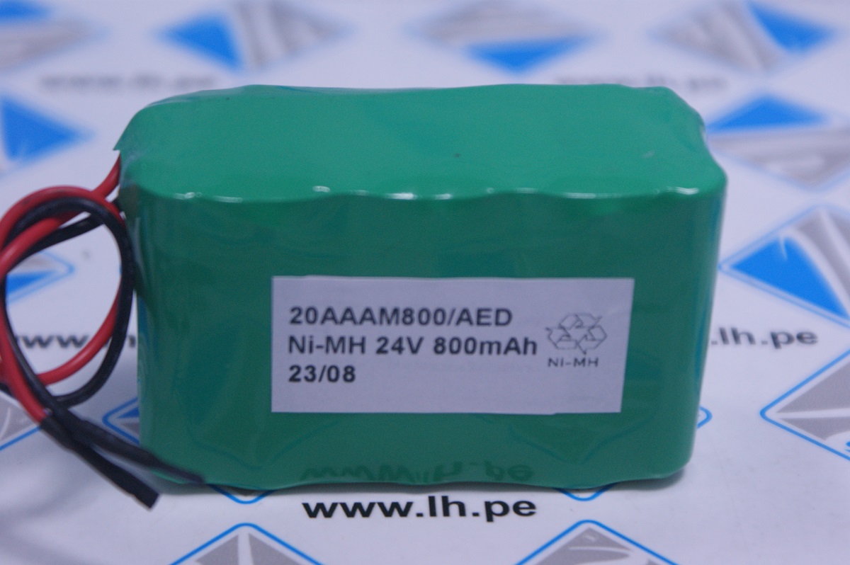 Ni-MH 24V 800MAH                      Pack batería recargable Ni-mh, 24VDC, 800mAh, AAA, con salida de cable